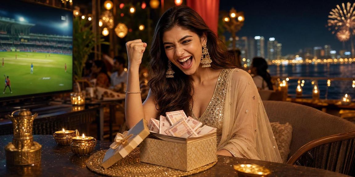 Festive Andar Bahar game setup with glowing casino style lighting